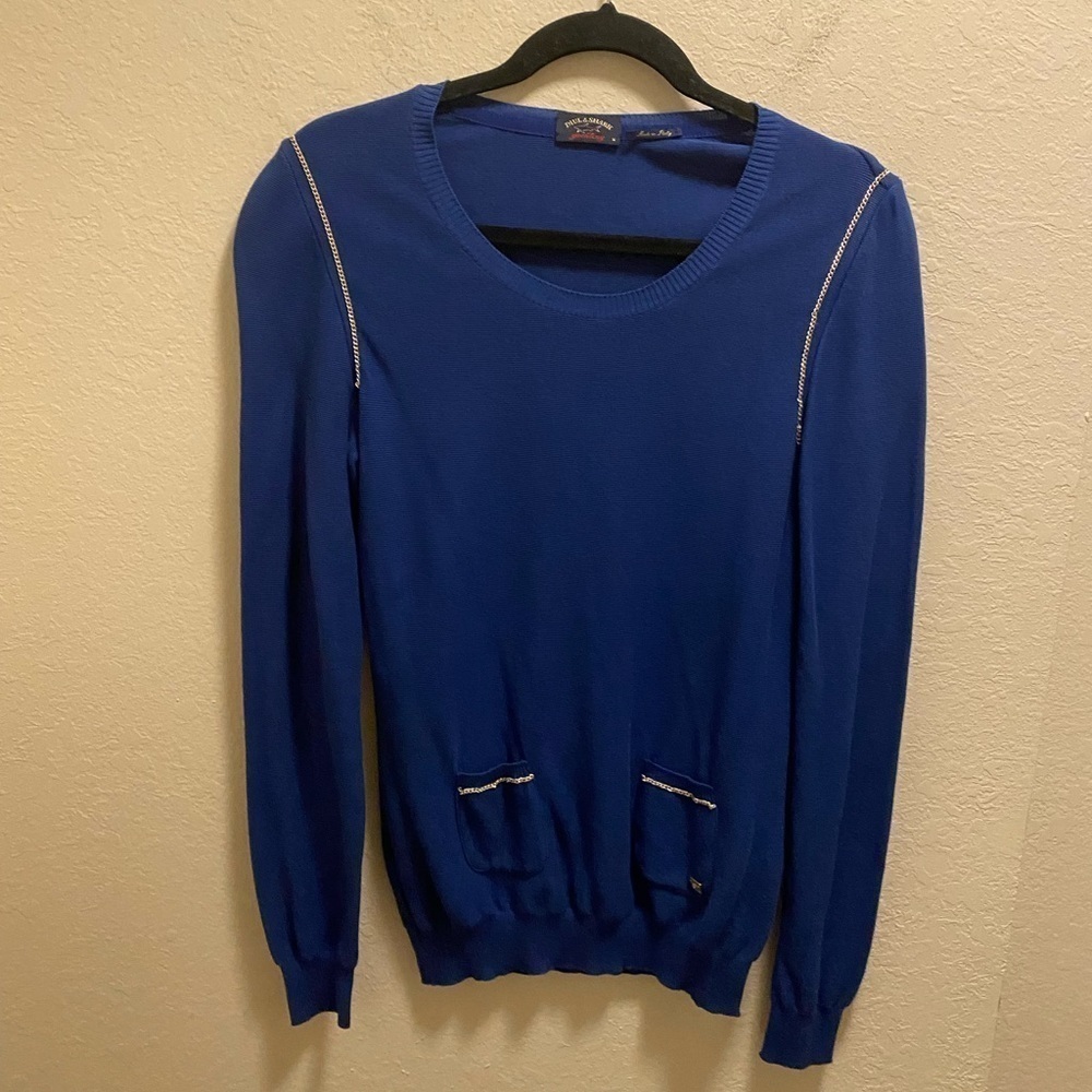 Paul & Shark Yachting Blue Chain Detail Sweater Size Medium